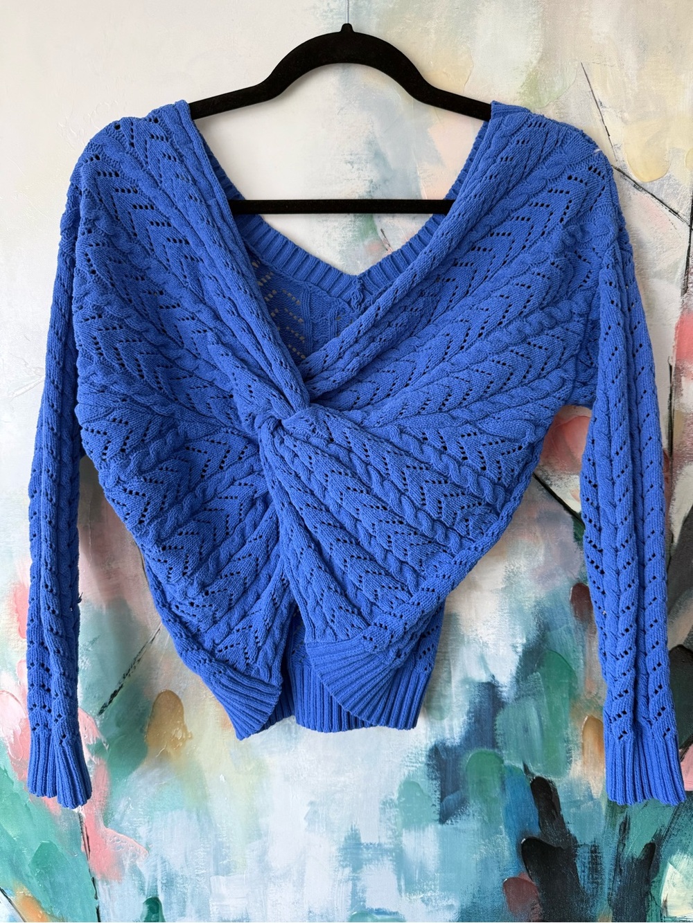 Twist-Back Knit Sweater - Women's Blue